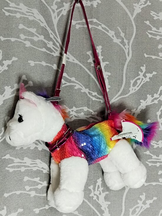 Magical Rainbow Handbags - Magical Rainbow Sequin Plush Unicorn Shoulder Bag Purse - Sparkly & Soft!